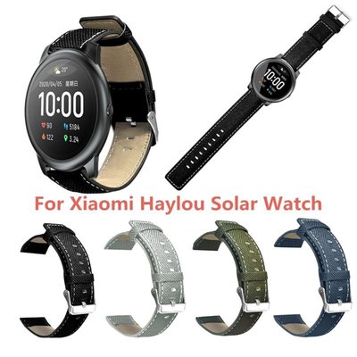 22MM 帆布車線皮手錶錶帶 Haylou 智能手錶 solar LS05 錶帶 腕帶