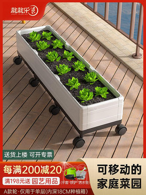 溜溜可移動單層蔬菜種植箱家庭陽臺頂樓室外塑料花盆種菜神器2022新款