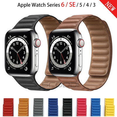 適用於 Apple watch series 7 6 SE 5 4 3 2 1 錶帶的新型皮革環錶帶 iWatch 38