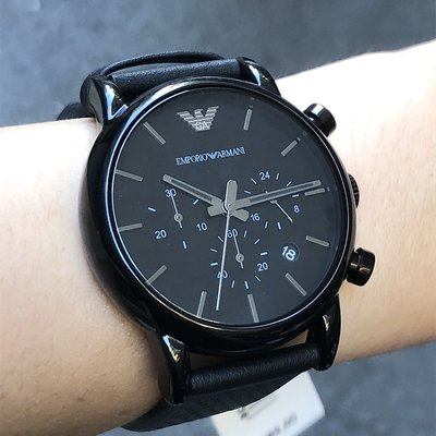 現貨 可自取 EMPORIO ARMANI AR1737 手錶 42mm 亞曼尼 三眼 黑面盤 黑色橡膠錶帶 男錶女錶