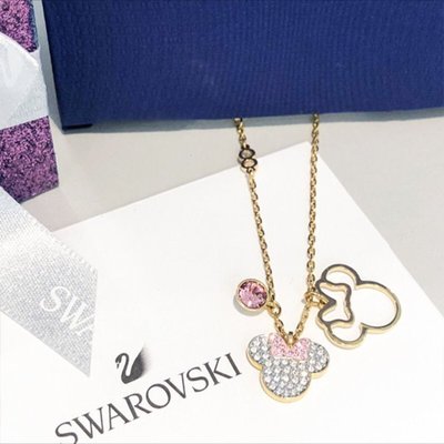 【熱賣下殺】SWAROVSKI水晶元素時尚可愛粉老鼠米奇項鏈女士鎖骨鏈本命年女鼠年新品