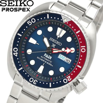 【金台鐘錶】SEIKO精工PROSPEX系列PADI聯名限量潛水機械錶(紅藍百事圈鮑魚) SRPA21K1