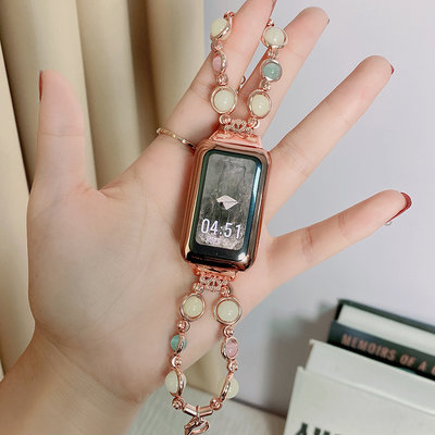 適用華為手環6/6pro錶帶榮耀6手環帶六版智能運動NFC版腕帶夜光珠錶鍊創意小眾替換帶貼膜男女生款時尚個性潮