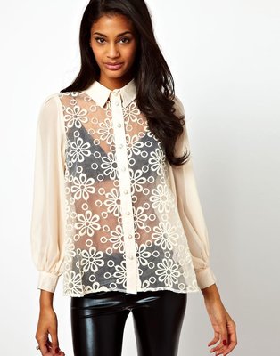 現貨UK8 英國品牌Rare 雪紡材質蕾絲花朵特色長袖襯衫上衣 原價兩千多
