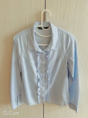 【MASTINA】荷葉門襟正裝-女長袖襯衫~藍