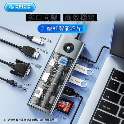 接頭配件ORICO奧睿科拓展塢擴展Typec筆記本USB分線器雷電34hub集線HDMI網線轉換器轉接頭電腦配件平板i