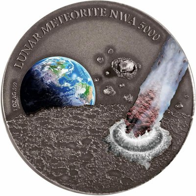 【海寧潮期貨】紐埃2015年隕石沖擊系列2鑲NWA5000月球隕石彩銀幣