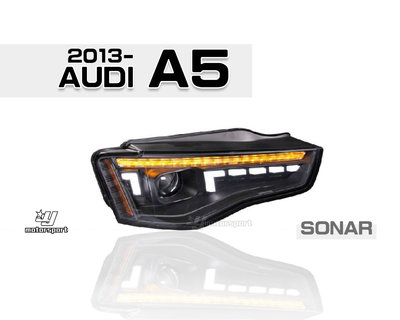 小傑車燈精品--全新 奧迪 AUDI A5 13 14 2013 2014年 開幕式 黑框 跑馬方向燈 魚眼 大燈 頭燈