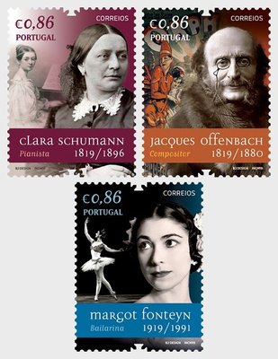 2019年葡萄牙文化人物-克拉拉·舒曼,瑪格·芳登,賈克．奧芬巴哈郵票