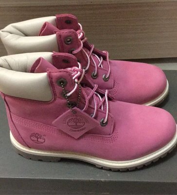 Timberland全新粉紅色真皮絨面厚領女靴6.5號/23.5號($3300含運）