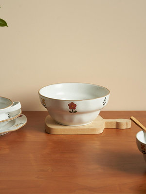 肆月湯碗大號日式家用陶瓷大碗湯盆盛湯餐具個性創意面碗2022新款~小滿良造館