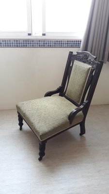 特價釋出！英國古董單人沙發    閱讀椅    精美雕刻    實木  胡桃木高背椅   歐洲古董家具