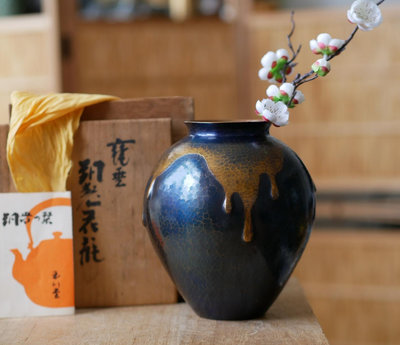 日本玉川堂，全新流釉花瓶，銅花瓶，銅花器。一張銅板純手工敲打7147