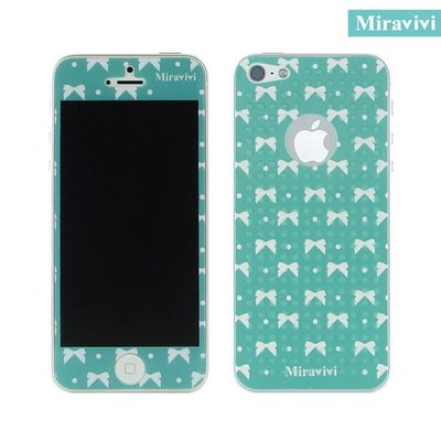 【送!邊框冰沙保護殼】Miravivi iPhone 5 /5S 粉漾蝴蝶結時尚雙面彩繪保護『直購免競標』