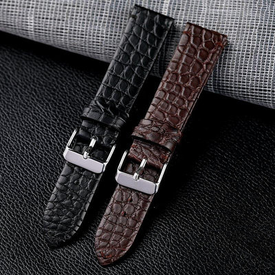 錶帶 手工柔軟順薄18 19 20 21 22mm美洲鱷魚真皮錶帶適配海鷗古董錶鏈 替換錶帶 真皮錶帶-寶島百貨
