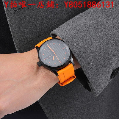 錶帶橡膠手表帶男適用歐米茄蝶飛海馬Omega超霸橙色美度橙舵手膠帶20手錶