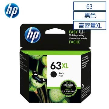 [信達電腦] HP 63XL 原廠黑色高容量墨水匣 黑色高容量墨水 F6U64AA