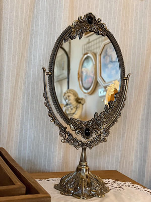 歐式古典 古銅色雙面立體桌鏡 公主風 化妝鏡 雙面鏡 鏡子 結婚入厝 【更美歐洲傢飾古董老件Amazing House】台南