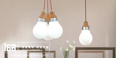 【168 Lighting】簡約燈泡木製燈體吊燈(三款)六燈款GC61140