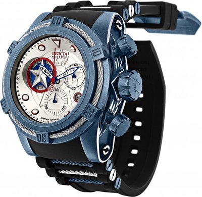 《大男人》漫威限量款Invicta #7784 ZEUS美國隊長瑞士大錶徑50MM個性潛水錶，仿舊塗裝非常稀有(本賣場全現貨)