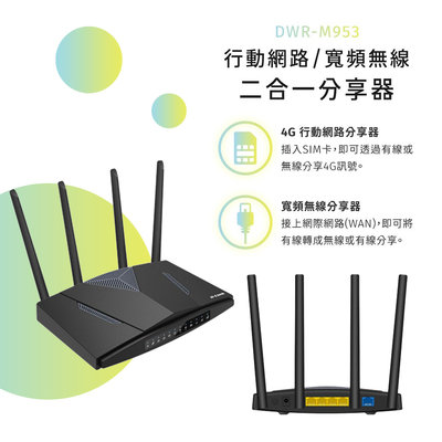 D-Link 4G 無線路由器 4g sim卡 ap分享器 行動網路 2.4g 5g wifi分享