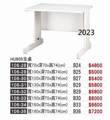 頂上{全新}HU905色主桌130公分辦公桌(106-31)電腦桌/可加中抽~~2023