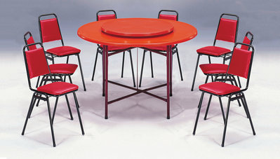 【Lulu】 FRP纖維餐桌 4.5尺 整組 371-9 ┃ 纖維桌面 餐桌 圓桌 辦桌 供桌 拜拜桌 團圓桌 轉盤桌