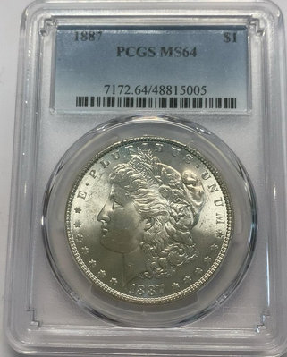 美國摩根銀幣1887年MS64 PCGS