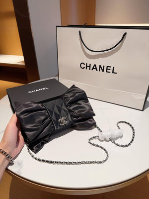 【二手】Chanel香奈兒 23A緞面蝴蝶結晚宴包鏈條包 尺寸20cm 禮盒包裝??