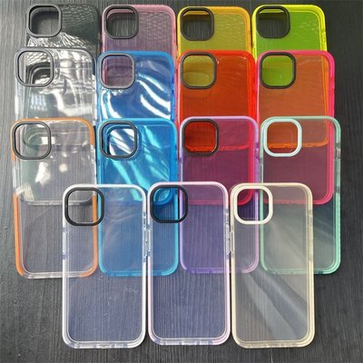 蘋果13PROMAX雙色三合一透色手機殼iPhone12純色TPE邊框透明軟殼