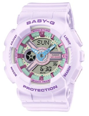 【萬錶行】CASIO BABY-G 柔和色彩可愛休閒雙顯腕錶 BA-110XPM-6A