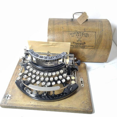清末法國Typo B型英文打字機博物館收藏品功能正常帶木箱