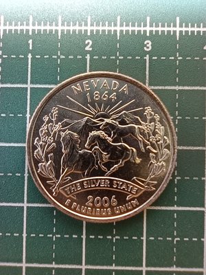 美洲 美國錢幣 2006年 50州紀念幣系列 內華達州 25美分硬幣-D記、UNC 品相如圖 (5)
