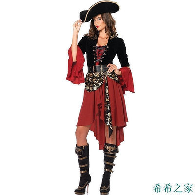 【精選好物】大尺碼 聖誕節 萬聖節成人服裝 海盜 變裝派對 女士性感女海盜服裝 cosplay 角色扮演制服 加勒比海