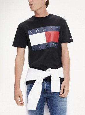 Tommy Hilfiger Jeans 湯米 經典 短袖 T恤 現貨 印花 大LOGO 黑色