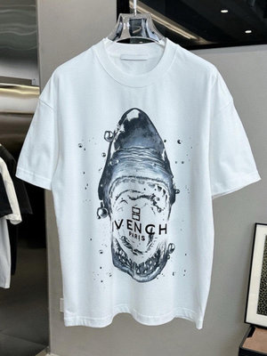 熱銷#Givenchy男鯊魚短袖純棉圓領t恤情侶男女同款夏季潮牌高級感