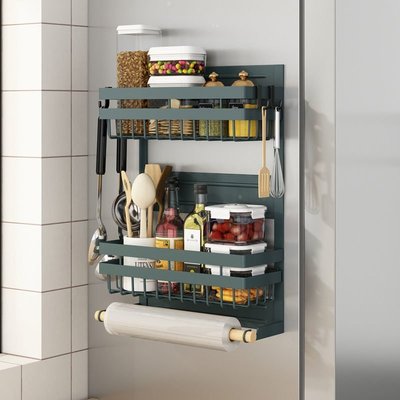 下殺-廚房冰箱磁吸置物架壁掛式調料架子側保鮮膜袋掛架側面收納架