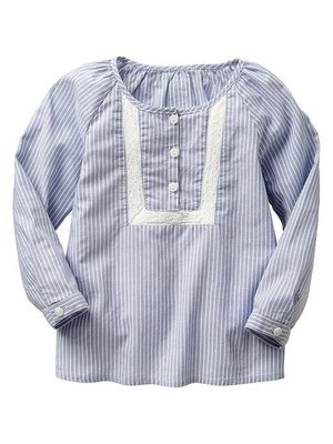 《Cupio》現貨童裝 GAP lace-panel stripe top kids 甜美蕾絲粉色條紋上衣(4y)