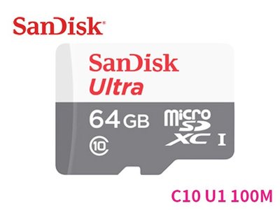 「阿秒市集」Sandisk Ultra microSD TF 64G 64GB 新款 100M C10 記憶卡 無轉卡