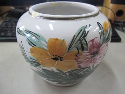 二手舖 NO.1745 陶瓷花瓶 酒甕 花卉圖樣 古早收藏