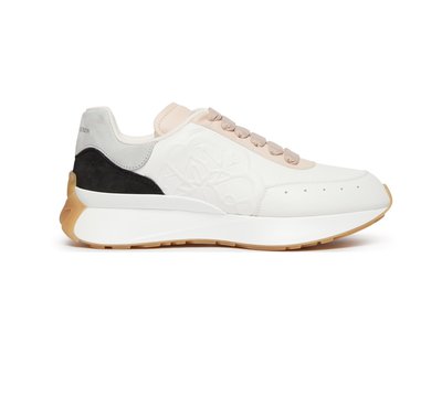 [全新真品代購-S/S23 SALE!] Alexander McQueen 皮革麂皮拼接 厚底 白鞋 (麥昆)
