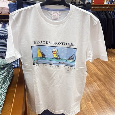 【熱賣精選】Brooks Brothers/布克兄弟夏季男裝ins潮T恤純棉寬松圓領短袖