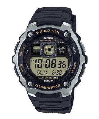 【CASIO 專賣店】AE-2000W-9A 數位電子錶款，大型螢幕顯示數字外，有獨特迷你世界地圖增加錶面樂趣