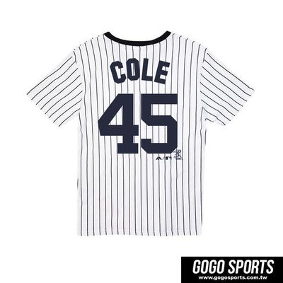 MLB Majestic-洋基隊Gerrit Cole背號45號短T 丈青/條紋