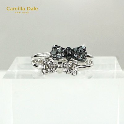 Camilla Dale雙蝶水晶戒指(黑)