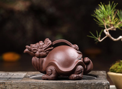 椒房 龜龍宜興紫砂茶寵雕塑擺件茶壺茶具禮品定制 (茗雅）