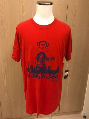 全新 美國 大嘴猴 Paul Frank 紅色 T恤 短袖 L號 拿吉他圖案 I'M BIG IN JAPAN 純棉