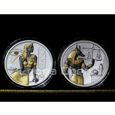 2015-2021 美國埃及高浮雕銀章銀幣2盎司~局部鍍24K金&amp;鍍釕~