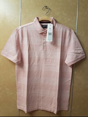 全新 男生男士 Calvin Klein CK 涼感透氣舒適粉紅色條紋polo衫襯衫