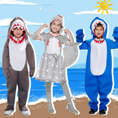 兒童可愛鯊魚造型服飾 寶寶化裝舞會動物Cos表演服裝 萬聖節變裝派對狂歡節扮演服 校園尾牙演出服 交換禮物